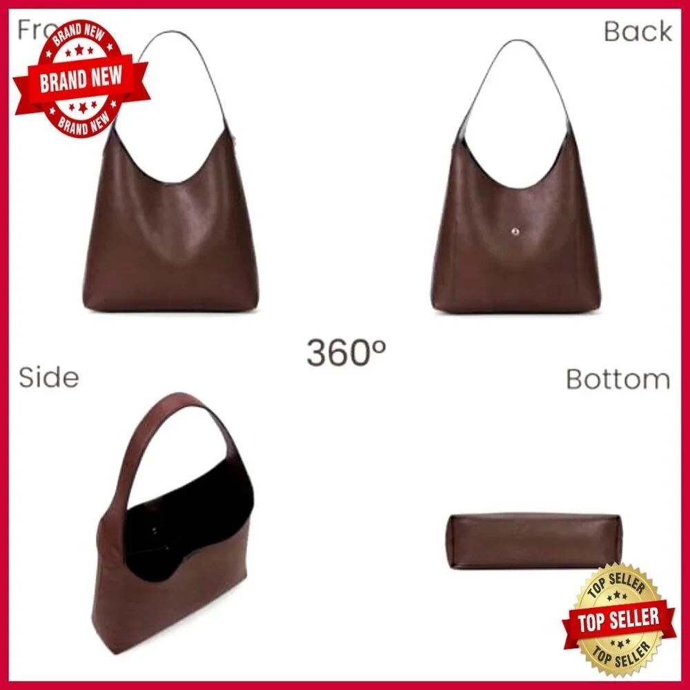 Medium Vegan Leather Hobo Shoulder Bag Slouchy Tote Crossbody Purse
